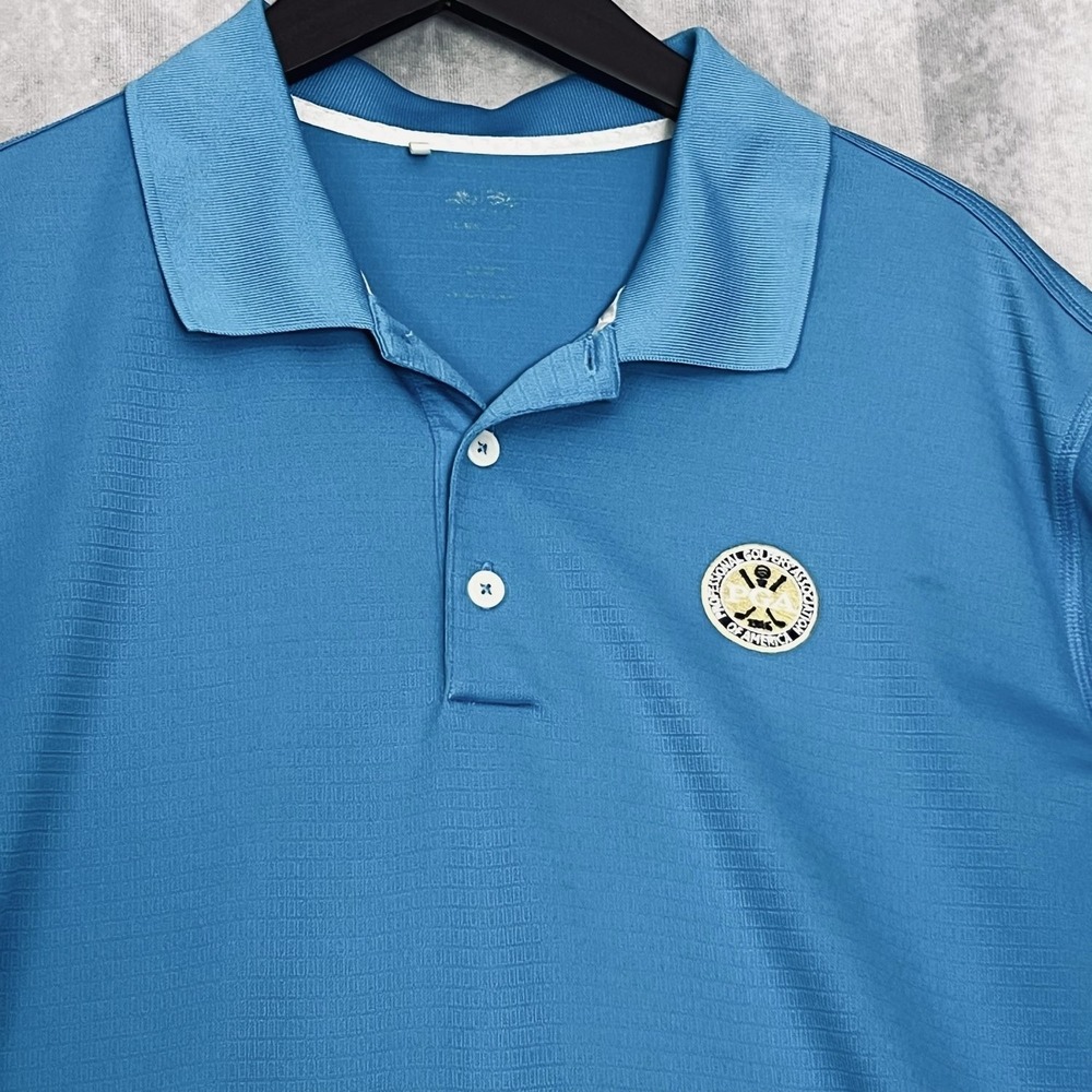 Adidas Men's Aqua Blue PGA Golf Performance Polo Shirt P-to-P 24" Length 32.5"